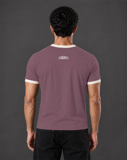 Cropped Ringer tee [MAUVE/OFF-WHITE]