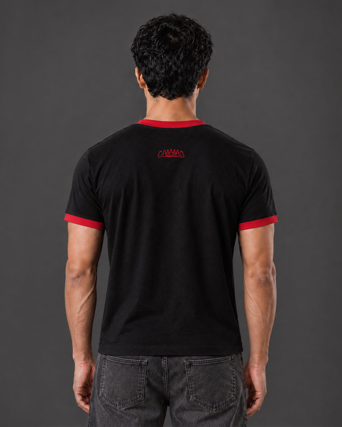 Cropped Ringer tee [BLACK/RED]
