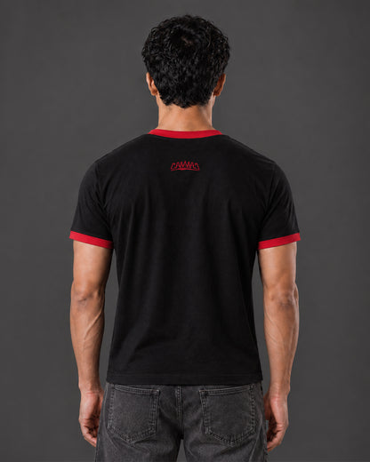 Cropped Ringer tee [BLACK/RED]