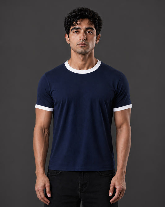 Cropped Ringer tee [NAVY/WHITE]