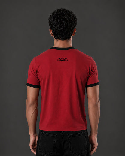 Cropped Ringer tee [RED/BLACK]