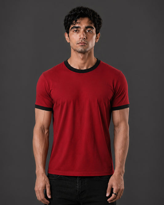 Cropped Ringer tee [RED/BLACK]