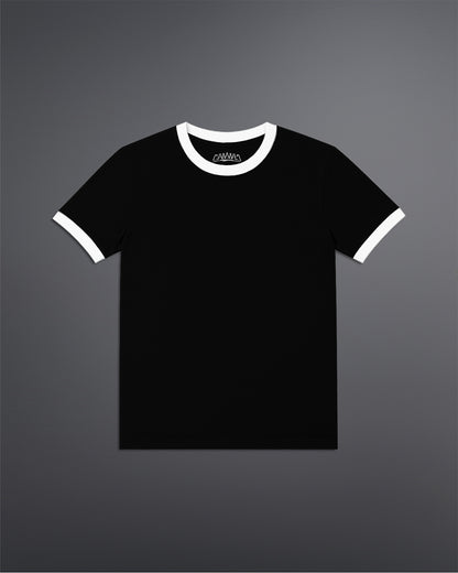 Cropped Ringer tee [BLACK/OFF-WHITE]