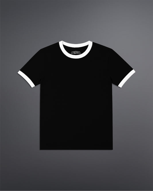 Cropped Ringer tee [BLACK/OFF-WHITE]