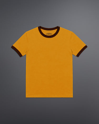 Cropped Ringer tee [MUSTARD/BROWN]