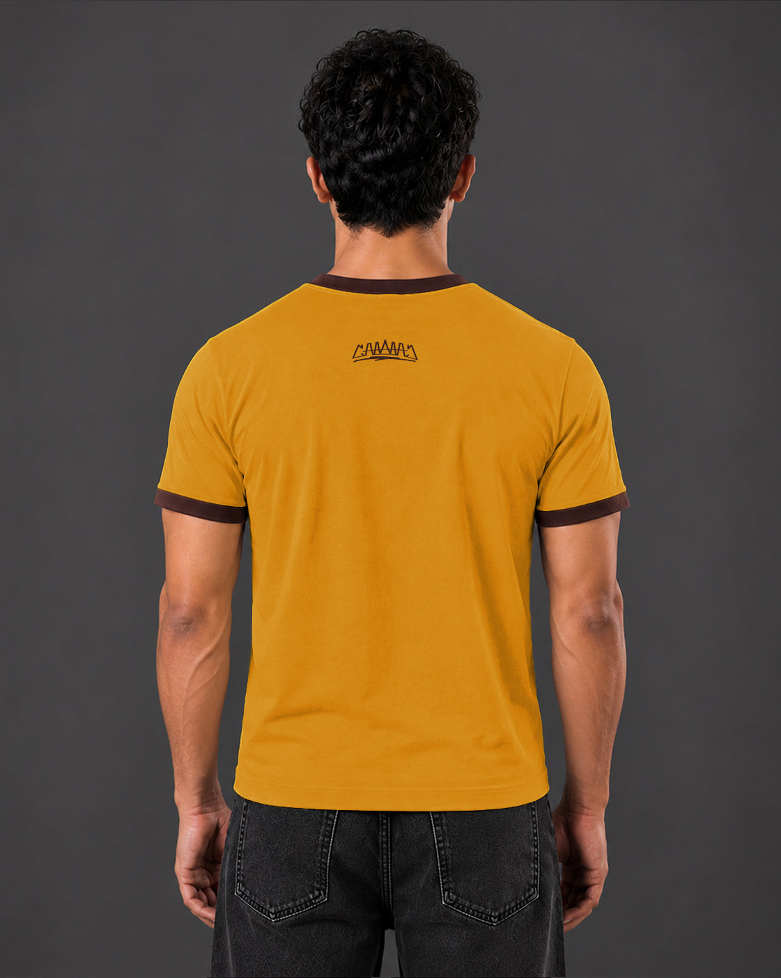 Cropped Ringer tee [MUSTARD/BROWN]